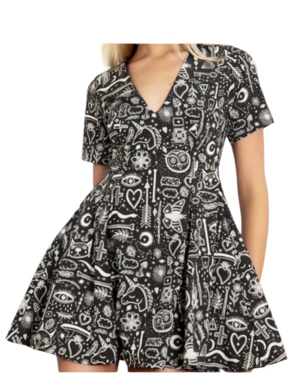 NWT Blackmilk Creepy Cute Evil V Dress ~ LIMITED Size Small